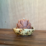 Brown & Black Spec Ceramic/Candle Set