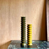 Large Olive Zig Zag Candle