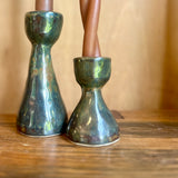 Blue/Brown Candle Holders & Amber Candles