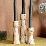 Ceramic candle-holder and wavy candle set