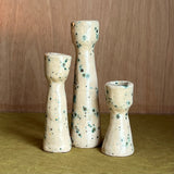 Ceramic candle-holder and wavy candle set