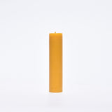 The Timeless Collection Beeswax pillar Candle-medium. Burn-time of up to 20 hours. 3.5cm wide, 15cm high, weighs 150g. All measurements are done at the minimum.